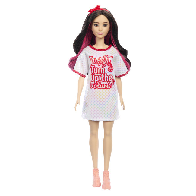 Лялька Barbie Fashionistas у білій сукні-футболці з блискучими деталями (HRH12) Чернігів - фото 1