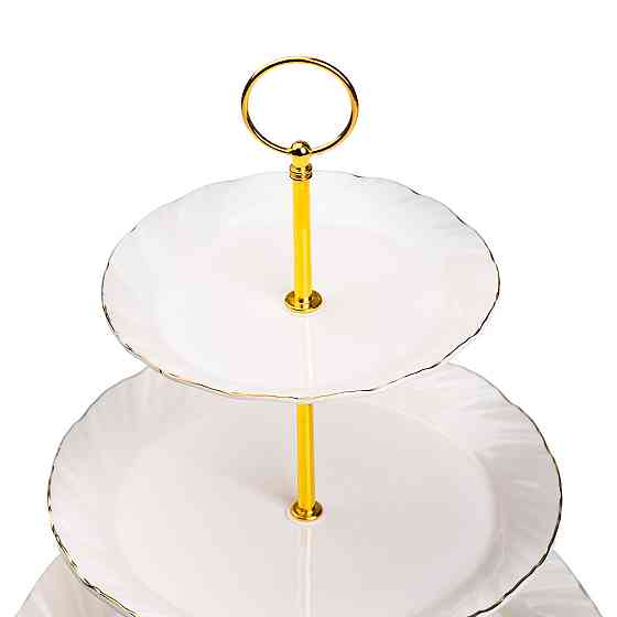 Этажерка для фруктов и десертов 3-ярусная фарфоровая белая HP-7-731 Киев