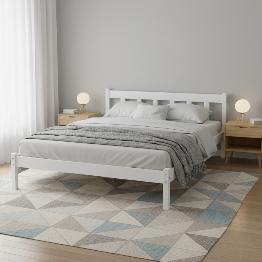 Односпальная деревянная кровать Mebigrand MG02 Белый RAL 9003 160х200 см (MBG-21881) Днепр - изображение 3