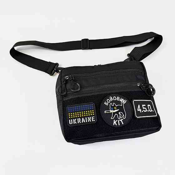 Тактична сумка для патчів Cordura 600D — 5 кишень, месенджер чорний з тканини KP-68 Львів