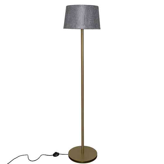 Торшер MSK Electric с серым плафоном из ткани под лампу  Е27 с золотым основанием NL 3621 GD+GR Одесса