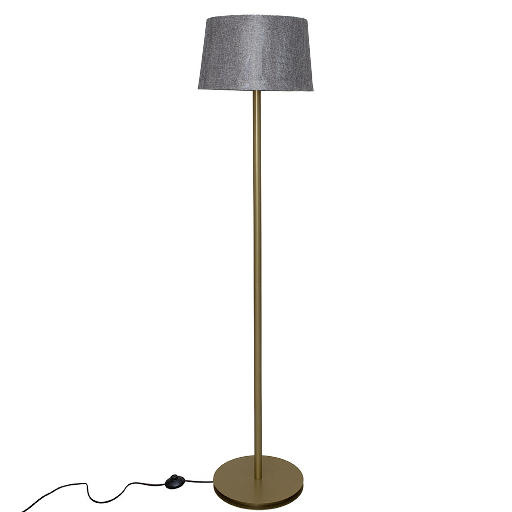 Торшер MSK Electric с серым плафоном из ткани под лампу  Е27 с золотым основанием NL 3621 GD+GR Одесса - изображение 2