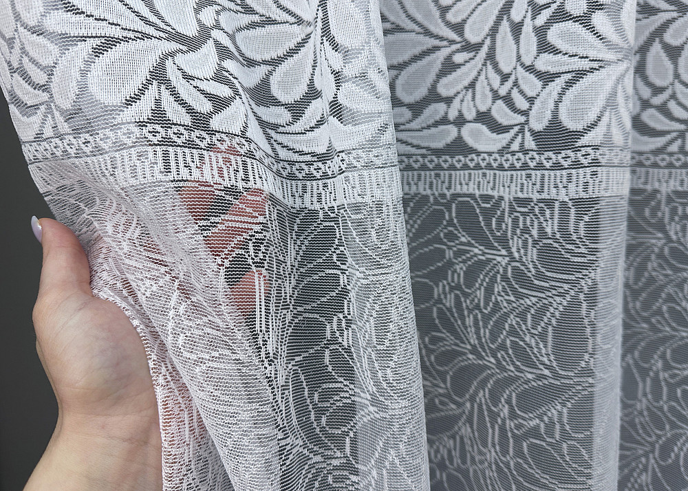 Тюль жаккард VR-Textil № 1527т Арка на кухню цвет белый 300х150 см (53-0117) Киев - изображение 3