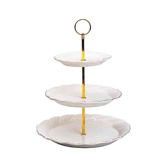 Yiwu Етажерка для фруктів і десертів 3-ярусна порцелянова біла HP-7-731 Коломия