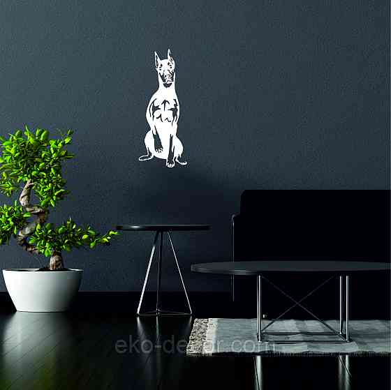 Декоративне настінне Панно «Доберман», Декор на стіну 90*36 см, Білий Київ