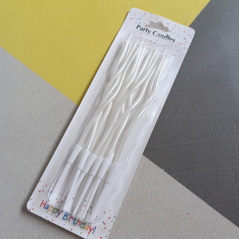 Свічки для торта "хвилясті" 12 шт. білі Київ - фото 1