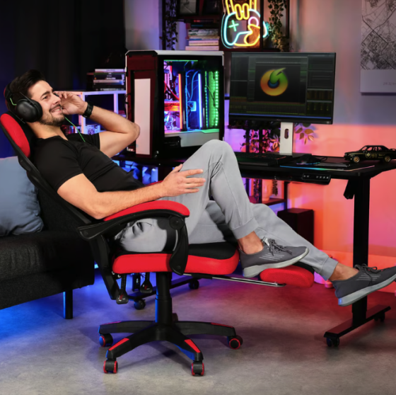 Крісло комп'ютерне офісне геймерське Sporte червоне з чорним до 150 кг для офісу школяра підлітка Київ