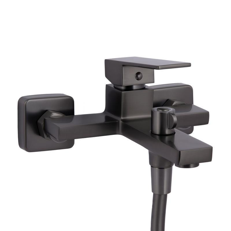 Смеситель для ванны Qtap Gemini c душевым гарнитуром QTGEM259GMB45684 Gunmetal Black PVD графит Киев - изображение 3