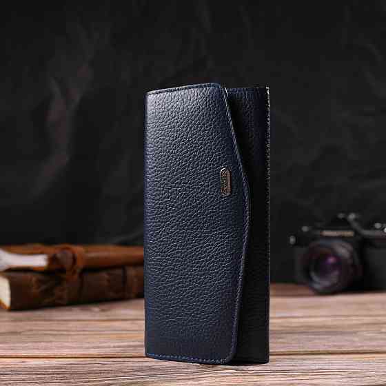 Женский стильный кошелек с удобным функционалом кожаный Синий (CANPELLINI) Киев