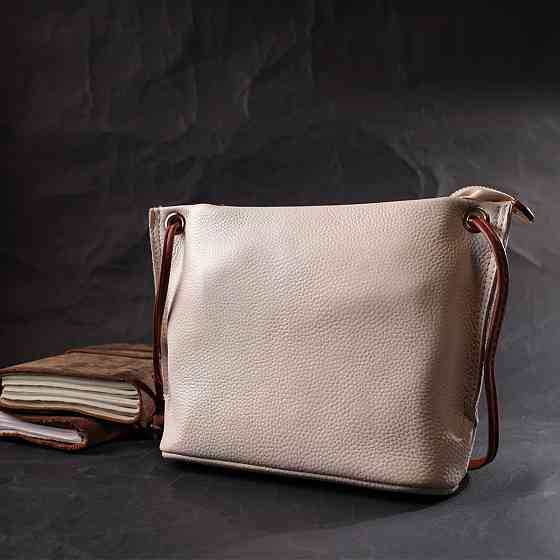 Женская трапециевидная сумка на плечо из натуральной кожи Белая (Vintage) Киев