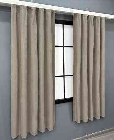 Комплект коротких штор VR-Textil Микровелюр Petek YL № 1708ш Тауп 130х170 см 2 шт (35-0404) Киев