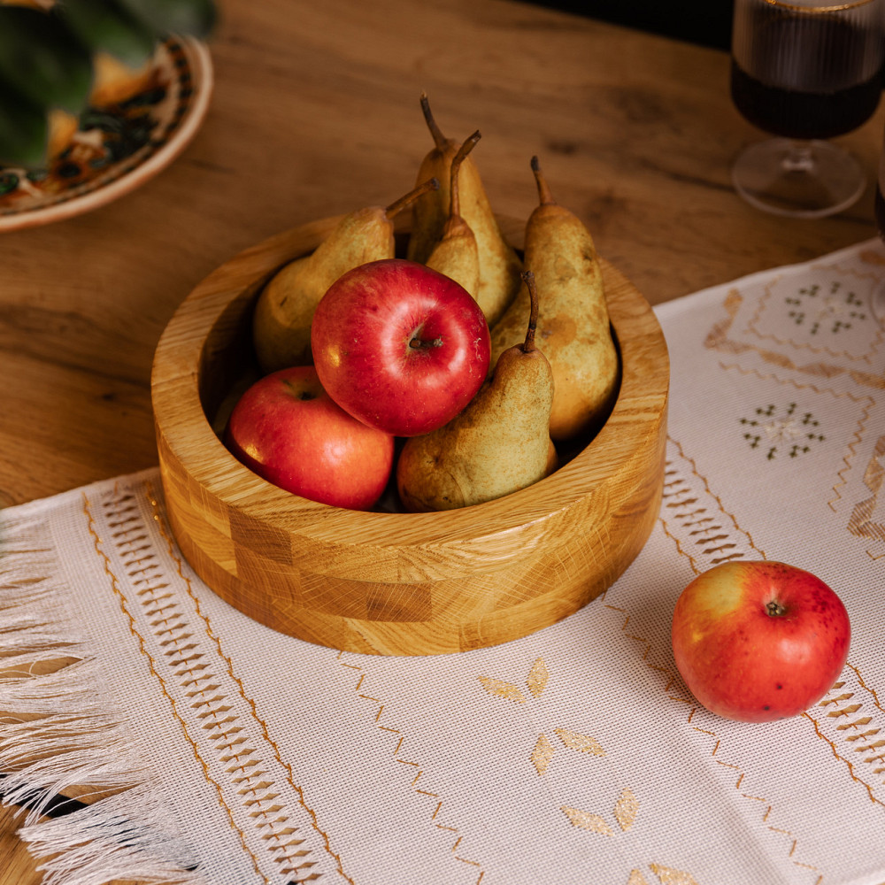 Дерев'яна миска для подачі 22 см глибока з дуба B2W220180 Коломия - фото 4