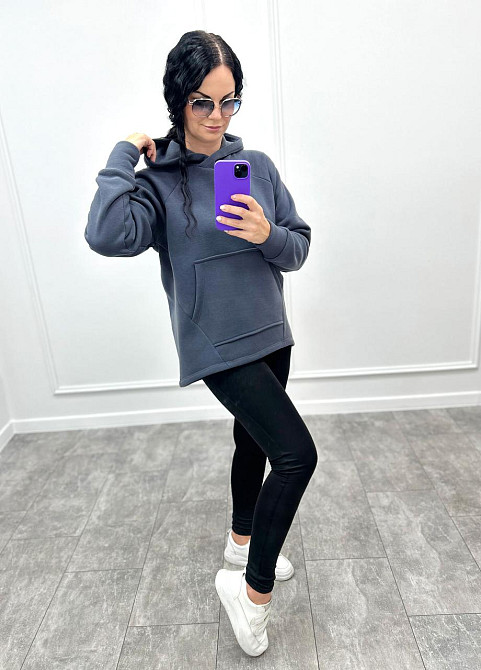 Худі вільного крою з капюшоном "Sky" оптом | Норма | Розпродаж моделі Графіт, 42-44 Київ - фото 3