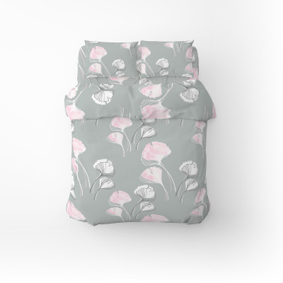 Постільна білизна Home Line Гінко Білоба сіро-рожевий бязь полуторний (173538) Вінниця - фото 1