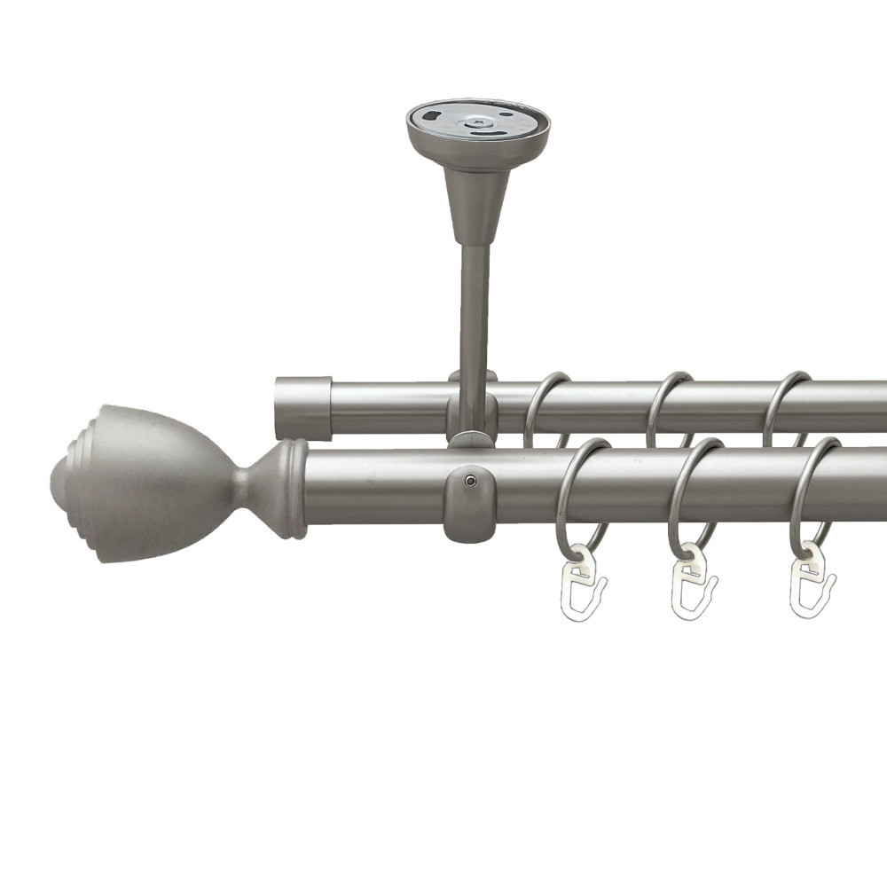 Карниз Orvit Палаціо металевий дворядний відкритий до стелі гладка труба кільце металеве Сатин 25\19 мм 240 см (00-00023942) Львів - фото 1