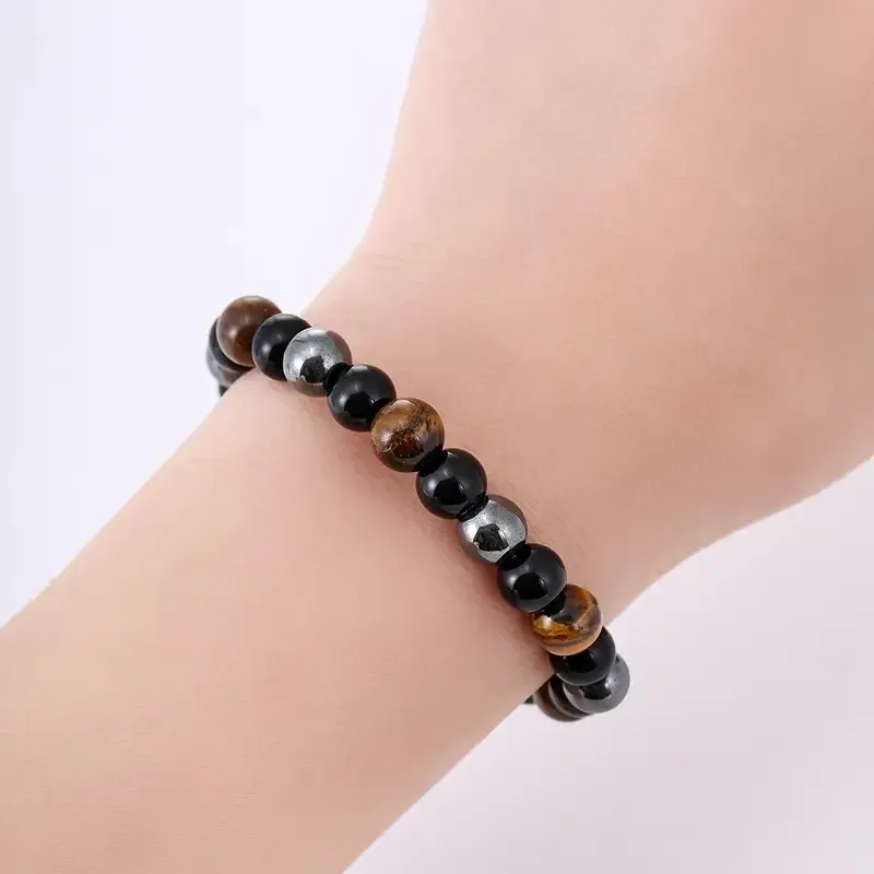 Браслет тройной защиты с тигровым глазом, обсидианом и гематитом – унисекс Киев - изображение 3