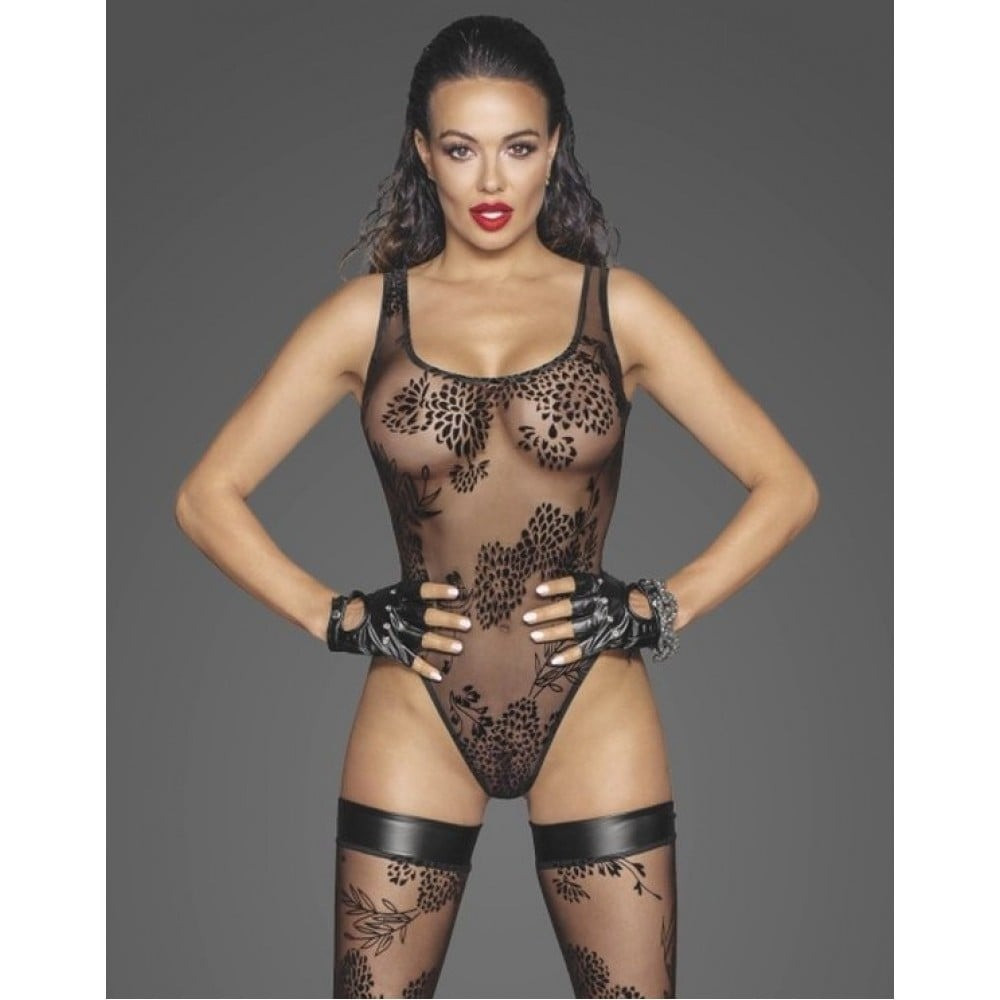 Боди с узорами M F242 Noir Handmade, полупрозрачное, черное Sex Aura Киев - изображение 1