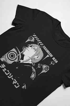 Футболка з аніме принтом Людина-бензопила оверсайз (S/M/L) Чорний AnimeJ0822 Дніпро