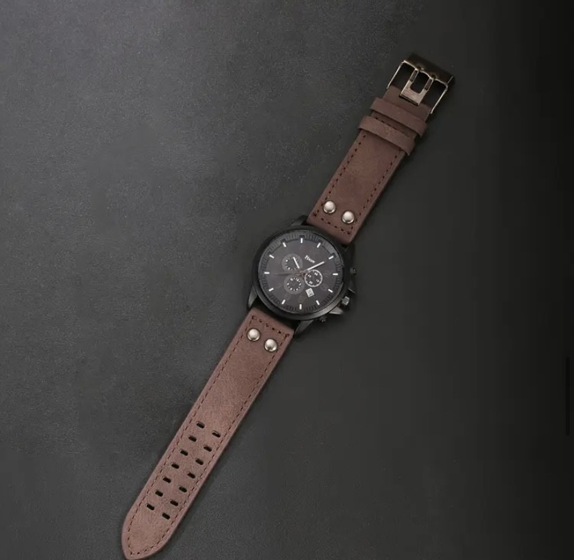 Подарунковий набір для чоловіків 6 в 1 годинник окуляри конверт ремінь гаманець брелок коричневий Київ - фото 4