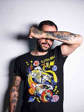 Футболка аниме Еартхворм Джим Хероес Ретро оверсайз (S/M/L) Черний AnimeJ0120 Днепр