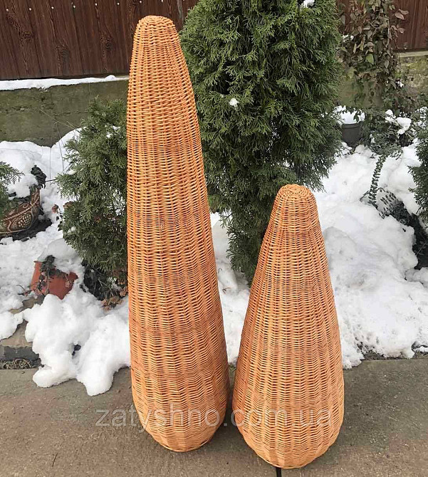 Плетена люстра конусна висока з натуральної лози Київ - фото 5