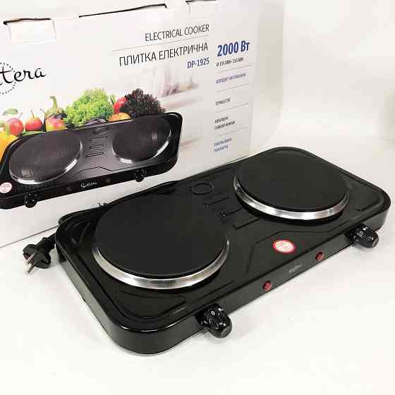 Плита побутова переносна Suntera DP-1925 черная, Електрична плита на дві конфорки для столу EO-25 Івано-Франківськ