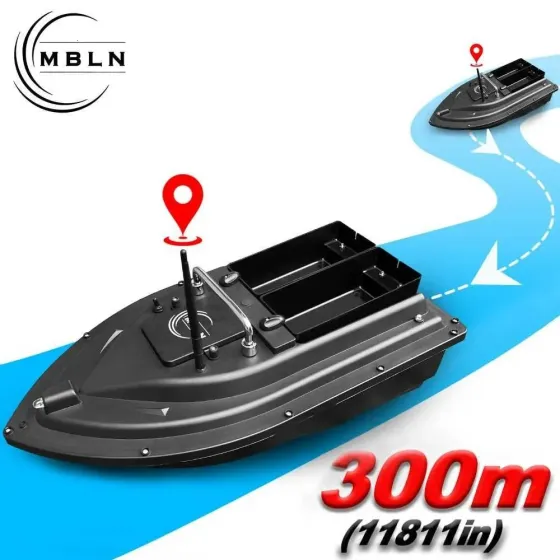 Лодка для рыбалки MBLN BrandRC с пультом ДУ + двойной бункер (емкость до 1.5кг) Черный Винница