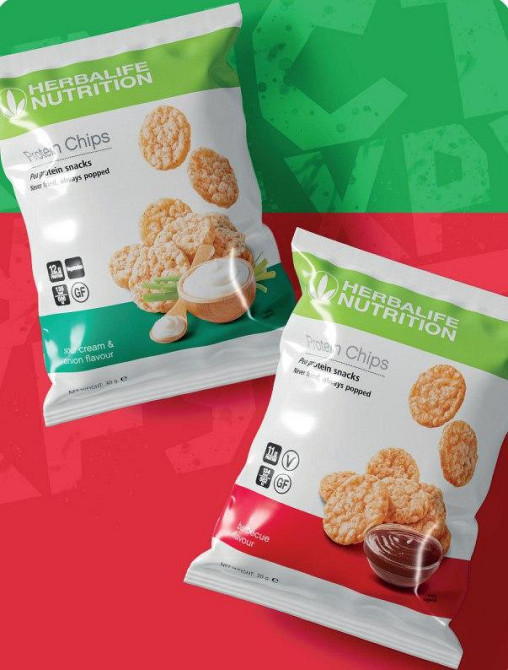 Протеїнові Чіпси зі смаком Сметани та Цибулі, ВЕЛИКА КОРОБКА 300гр ,Протеїнові снеки Гербалайф Herbalife Дніпро - фото 4