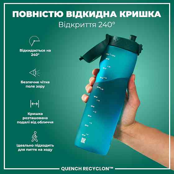 Пляшка для води ION8 1000 мл. (ЕКО пляшка) BPA Free, Aqua Кам'янське