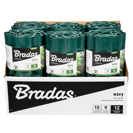Садовий бордюр пластиковий хвилястий 25см 9м зелений Bradas, Польща Київ