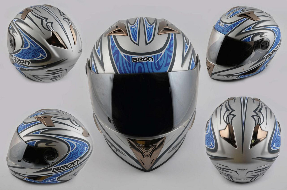 Шлем-интеграл (-500) (size:L, синий матовый, зеркальный визор, BLADE) Мукачево - изображение 1