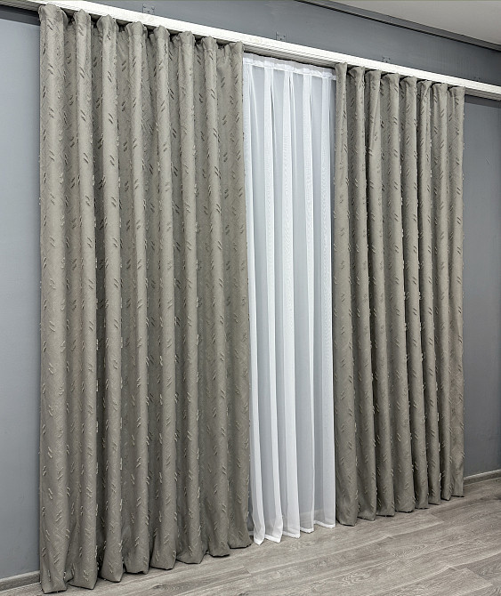 Комплект штор VR-Textil Лен Букле № 1888ш Серый 150х290 см 2 шт (33-0920) Киев - изображение 4