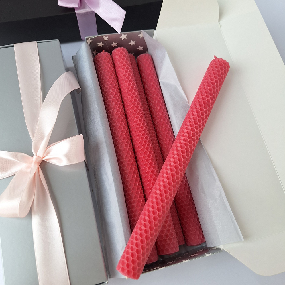 Свічки столові з вощини у подарунковому наборі, 6 шт по 26 см воскові свічки Одеса - фото 6