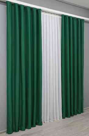 Комплект готовых штор VR-Textil Блэкаут Midnight № 1398ш Зеленый 100х290 см 2 шт (31-787) Киев