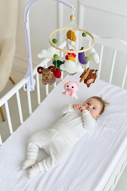 Дитячий музичний мобіль на ліжечко для немовлят WoollyFox "Мрія Фермера"на 35 мелодій Київ - фото 6