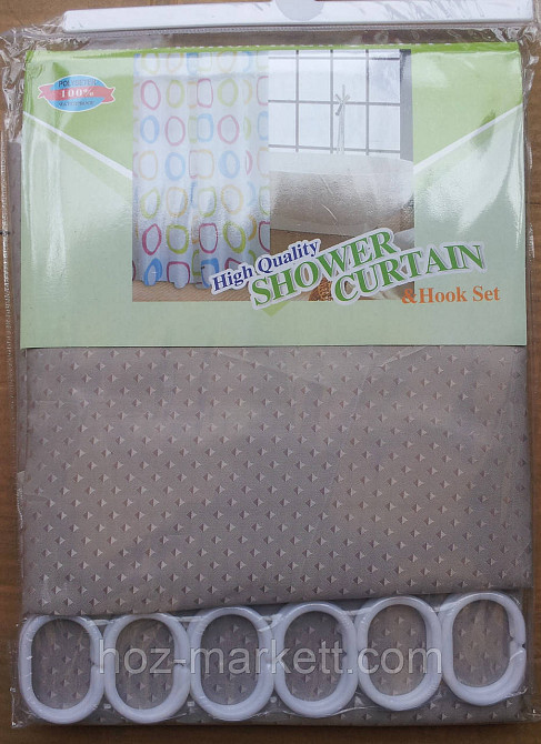 Шторка для ванной однотонная серо-бежевая Харьков - изображение 1