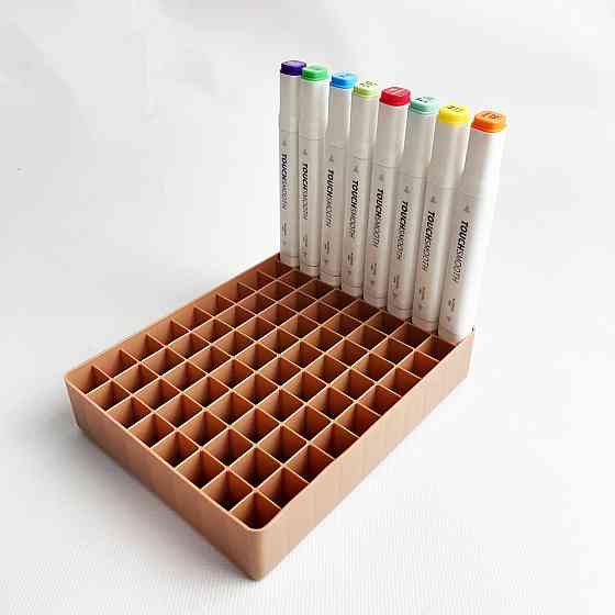 Подставка для маркеров органайзер для канцелярских принадлежностей 80 ячеек Коричневая Каменец-Подольский