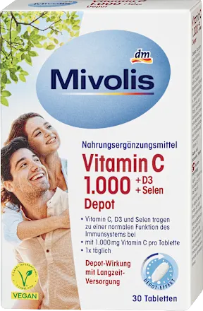 Mivolis Vitamin C 1000 + D3 + Selen Depot 30 St Вітамін C 1000 + D3 + Селен Депо 30 шт Київ - фото 1