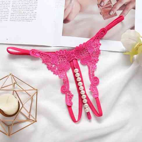 Трусики з бусинками та квітковим принтом one size малиновий Київ