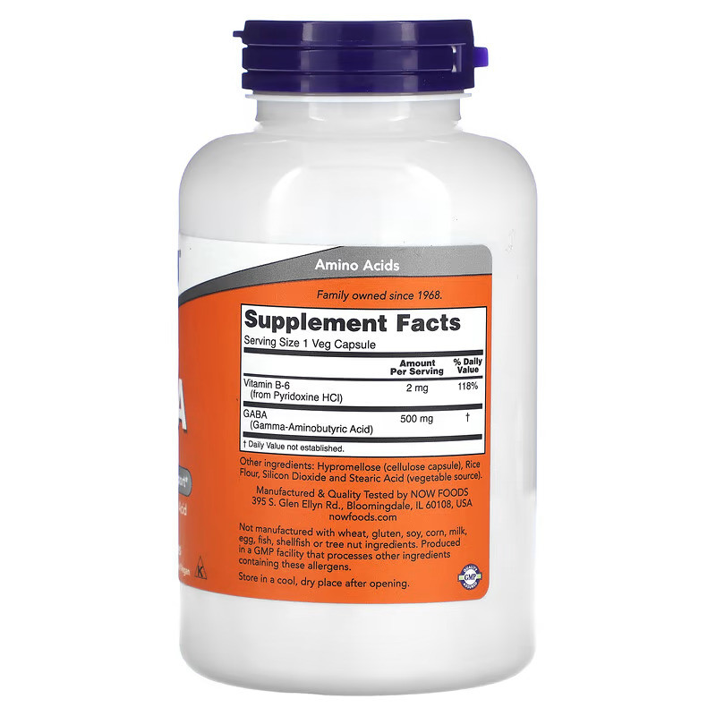 Гамма-аминомасляная кислота NOW Foods Gaba 500 mg 200 vcaps Луцк - изображение 2