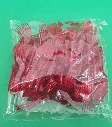 Вилка одноразова пластикова для фруктів Юніта Червона (250 шт) Харків