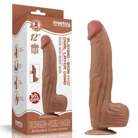 Фалоімітатор - Sliding-Skin Dual Layer Dong 12" Brown Sex Aura Київ