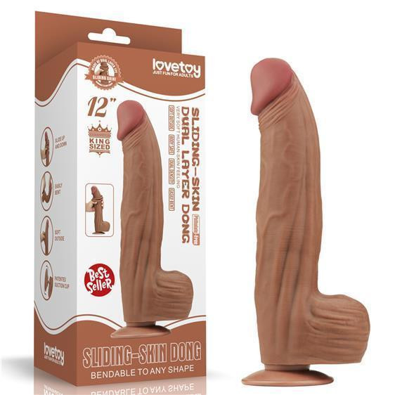 Фалоімітатор - Sliding-Skin Dual Layer Dong 12" Brown Sex Aura Київ - фото 1