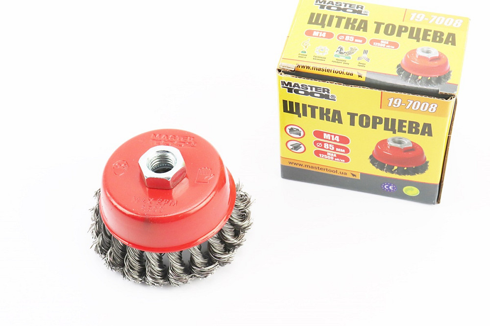Щітка торцева М14 D-85мм з плетеного дроту 19-7008 Київ - фото 1