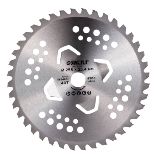 Диск до садового тримера (4 підрізні лопасті) d255*25,4мм 40T з твердосплавними напайками SIGMA Житомир - изображение 1