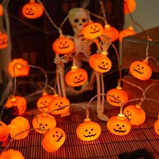 Гирлянда Хэллоуин Тыквами 150 см 10 led 40 на 35 мм оранжево-черный Киев