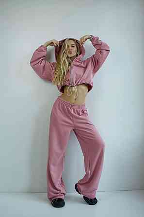 Женский трендовый базовый спортивный костюм двойка трехнить петля 46/48, Пудра Одесса