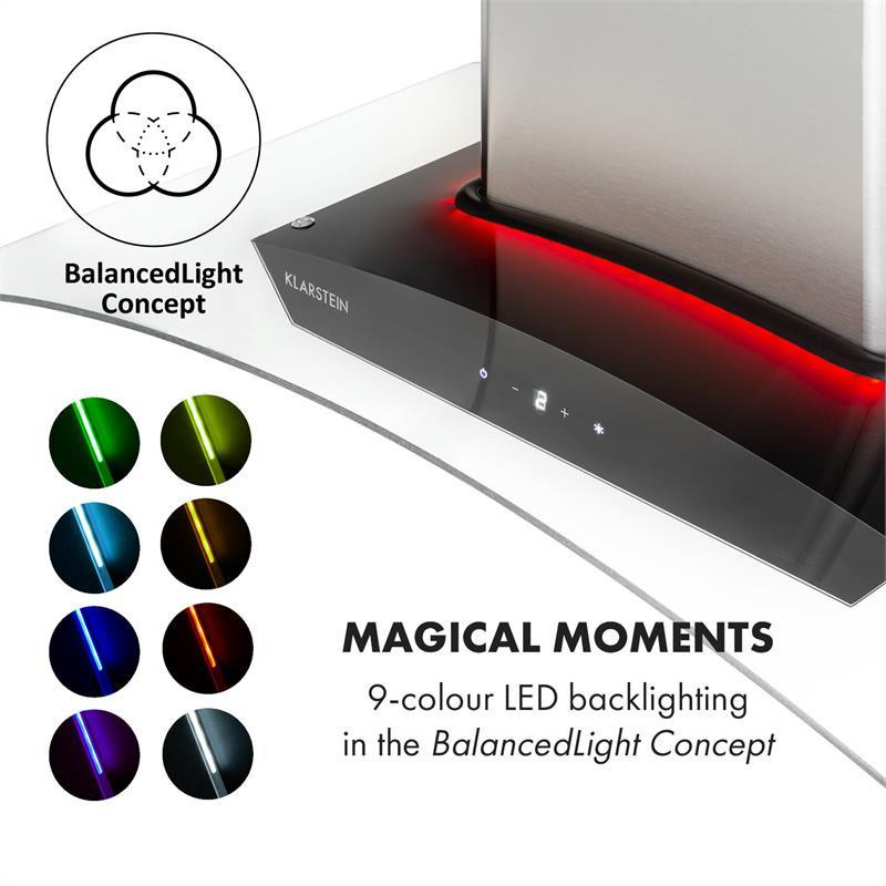 Вытяжка Gloria режим отвода воздуха 90 см 580 м³/ч RGB светодиодный стеклянный экран из нержавеющей стали Ровно - изображение 5