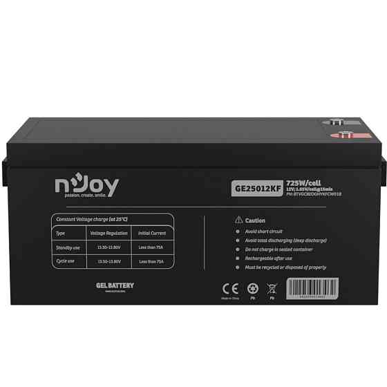 Акумуляторна батарея Njoy GE25012KF 12 V 250 AH (BTVGCBEOGHYKFCW01B) GEL ( 27081 ) Харків