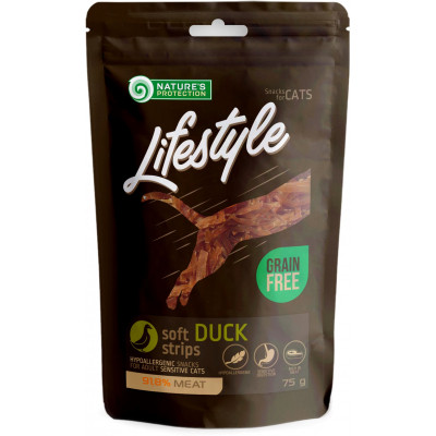Ласощі для котів Nature's Protection Lifestyle Snack For Cats Soft Duck Strips 75 г (SNK46152) Вінниця - фото 1